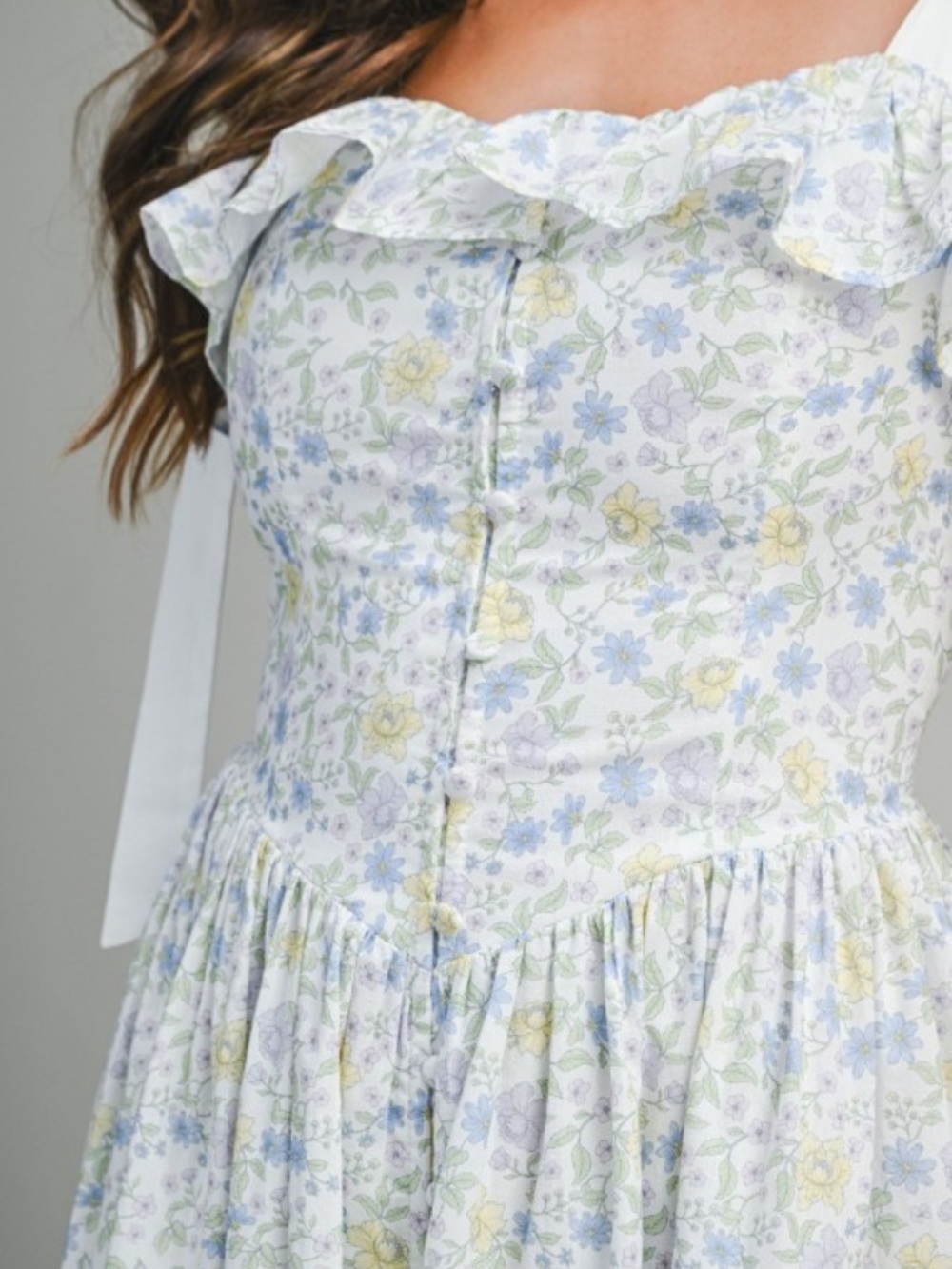 Floral Printed Contrast Shoulder Strap Midi Dress - Picture 6 of 7